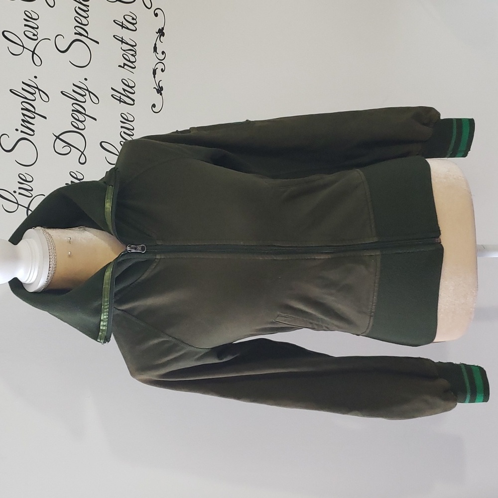 Lululemon Heavier Weight Full Zip High Neck Olive Green Sweatshirt Jacket Sz Sma